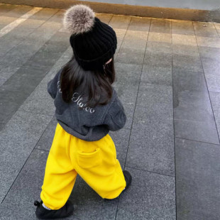 男女童宝宝洋气百搭宽松束脚裤 儿童加绒裤 保暖休闲裤 新款 子秋冬季