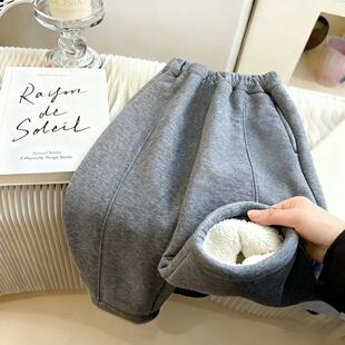 男女童宝宝洋气百搭保暖弯刀裤 儿童加绒裤 宽松休闲裤 新款 子秋冬季