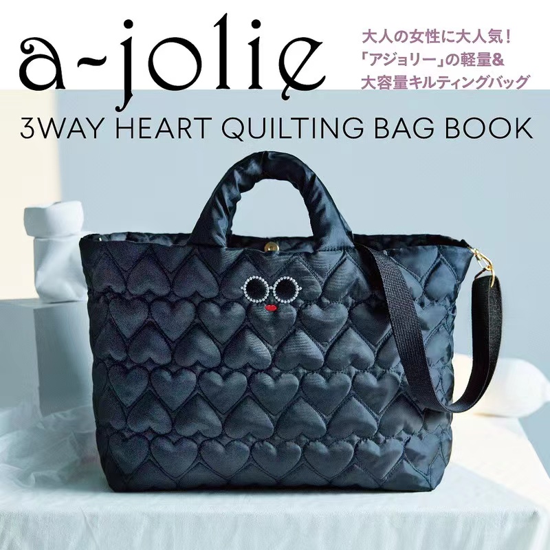 樱子日本正版a-jolie 3WAY HEART QUILTING BAG 三用托特包重168g