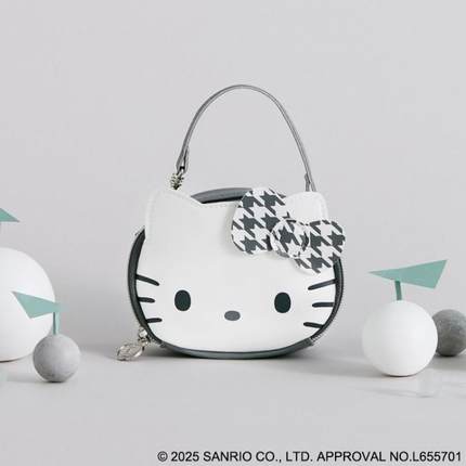 樱子日本购HELLO KITTY × BRILMY千鸟蝴蝶结迷你拎包挂包化妆包