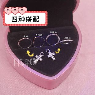 F136钛合金十字架耳环镶5A钻石耳垂环1.0mm1.2mm线径