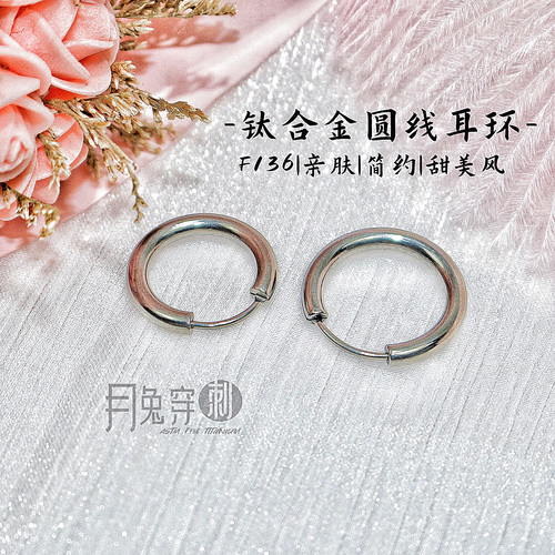 F136钛合金圆线耳环(两只装)