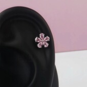 F136医用钛合金花瓣钻耳钉M0.9螺旋超闪5A锆石仙女耳垂钉亲肤养耳