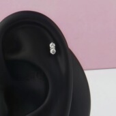 F136钛合金迷你二连小钻耳钉M0.9内螺旋甜美耳骨耳垂钉日韩风