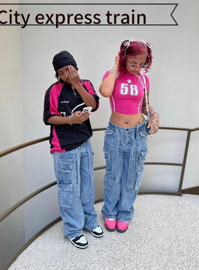 Letter embroidery loose casual long pants hoo个性街头春夏恤