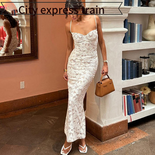 sexy fit slit dress women热销性感蕾丝拼接 Strapless for slim