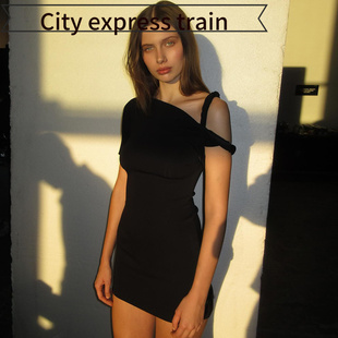 sexy fit slit dress women特色拼接扭结绑带 Strapless for slim