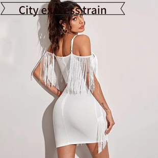 embroidered sequined dres连衣裙吊带裙性 neck sexy Women