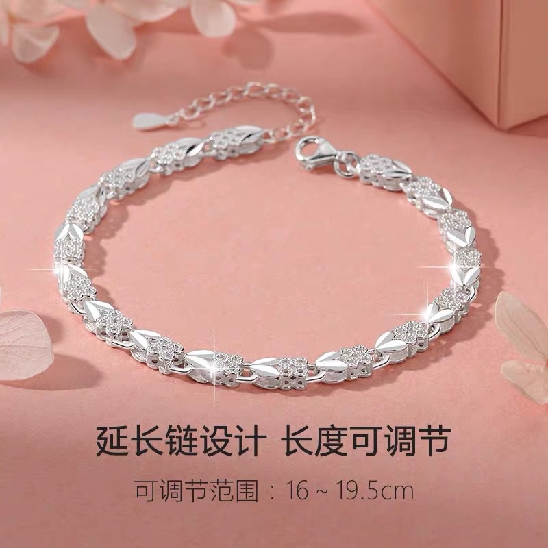 足银幸运四叶草手链女纯银感轻奢手镯送女友闺蜜母亲礼物