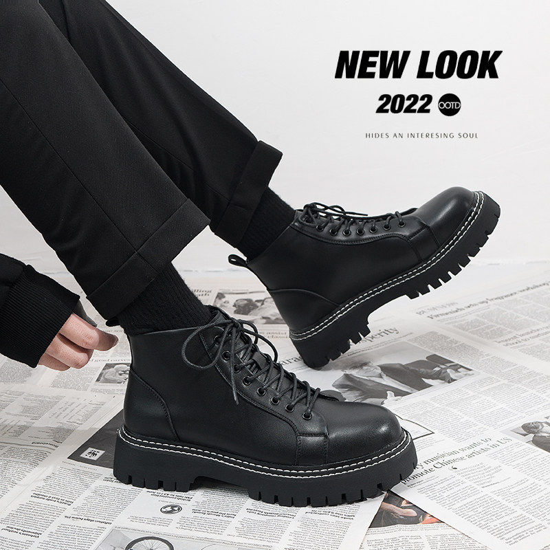 【商场同款】马丁靴男款低帮英伦风复古高帮皮鞋增高潮高级感黑色