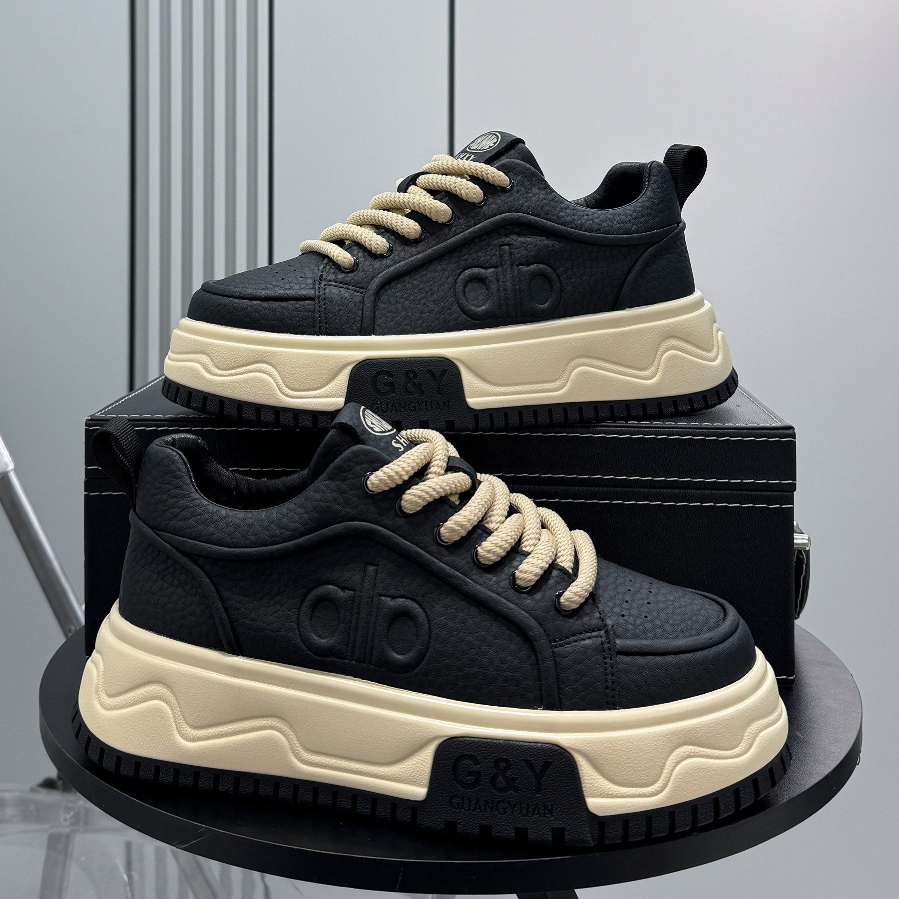 【商场同款】潮牌男鞋2026秋季新款超火小众板鞋男士内增高鞋子厚,流行男鞋,休闲板鞋,淘宝优惠券,粉丝福利购,淘宝优惠卷