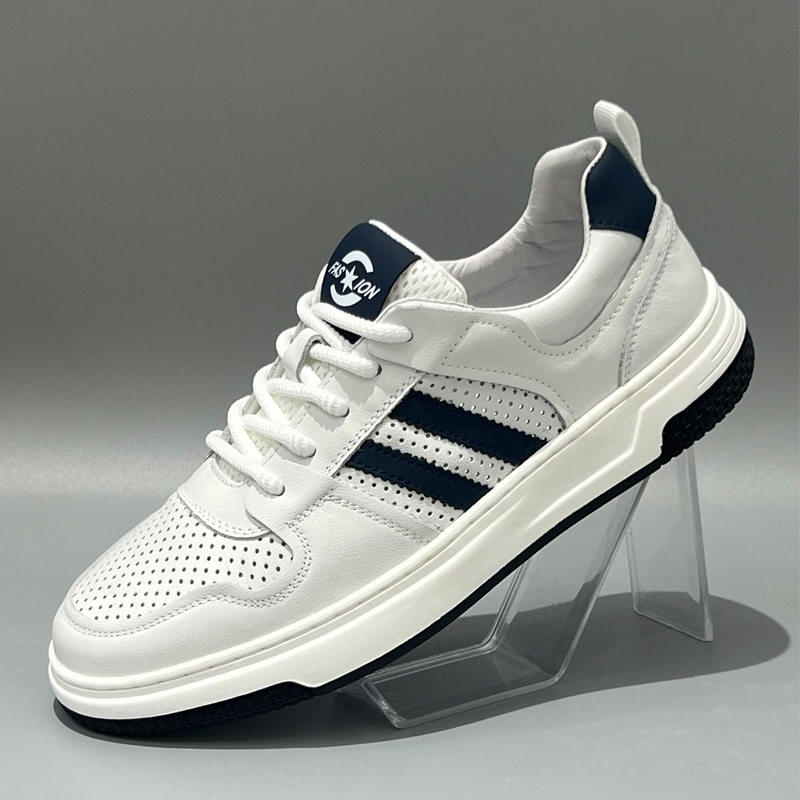 【商场同款】薄款男鞋夏季新款网眼镂空运动休闲小白鞋真皮透气板,流行男鞋,休闲板鞋,淘宝优惠券,粉丝福利购,淘宝优惠卷