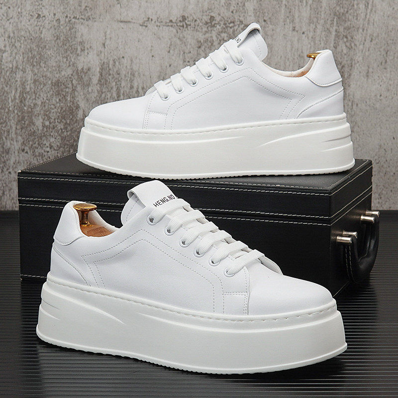 【商场同款】厚底小白鞋男款夏季透气增高板鞋松糕鞋女款韩版休闲