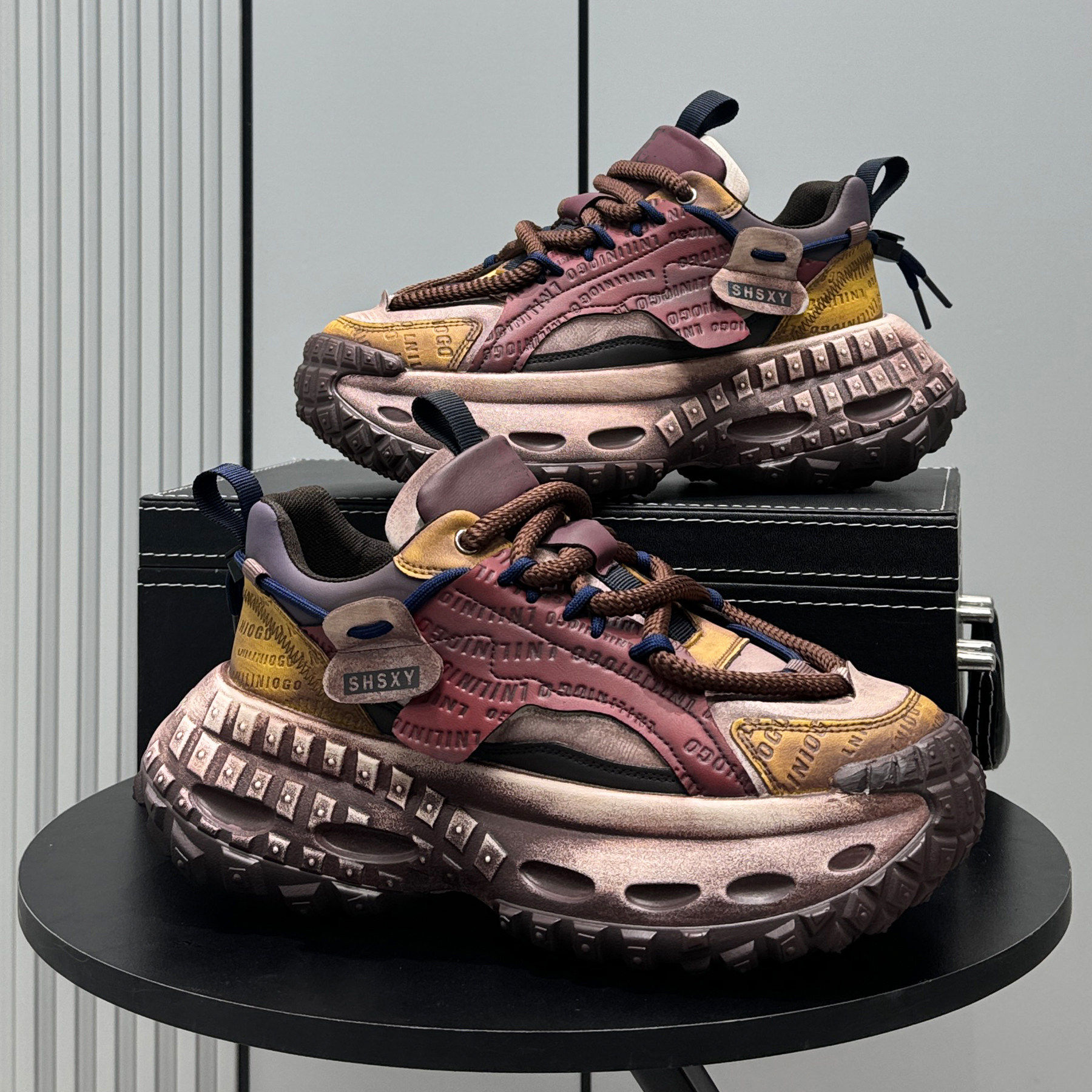 【商场同款】潮牌老爹鞋男款2025秋冬爆款超火鞋子男小众厚底内增,流行男鞋,老爹鞋,淘宝优惠券,粉丝福利购,淘宝优惠卷