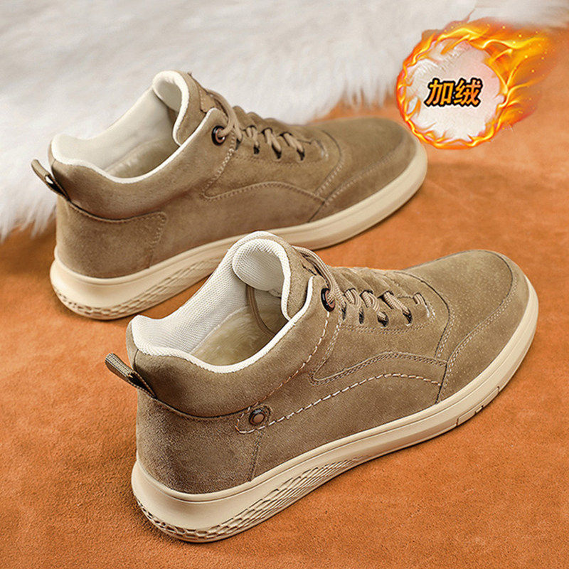 【商场同款】男鞋秋冬季加绒保暖高帮棉鞋男士运动休闲牛筋底真皮