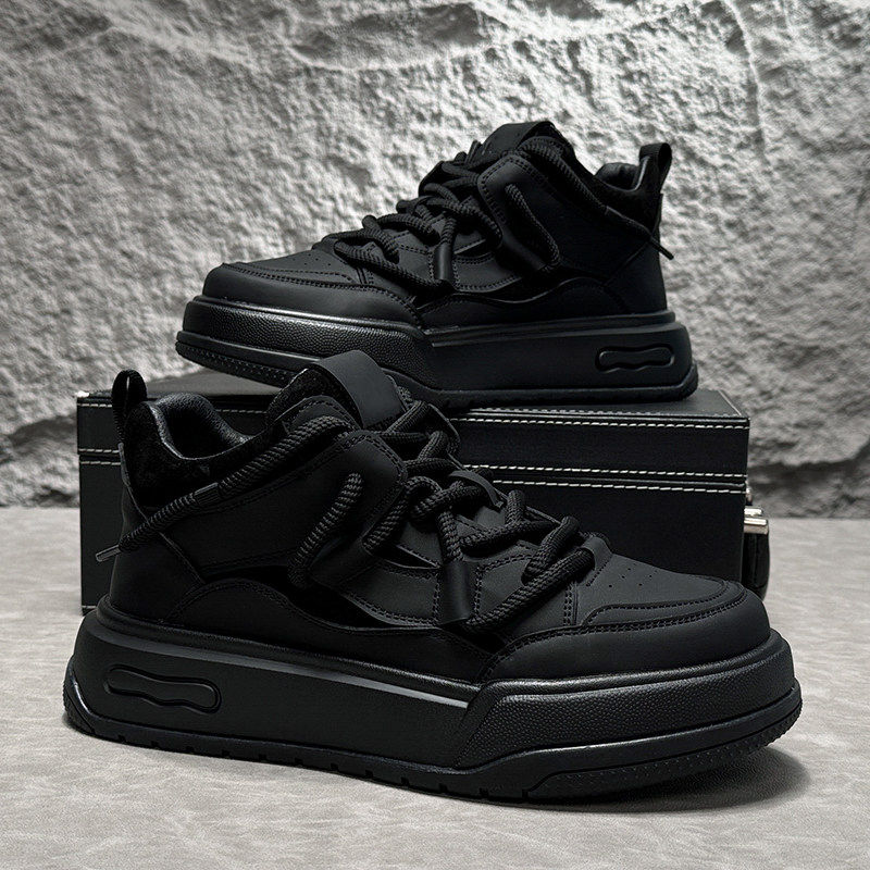 【商场同款】中帮板鞋男2026新款潮鞋冬季新款黑色内增高休闲运动,流行男鞋,高帮鞋,淘宝优惠券,粉丝福利购,淘宝优惠卷