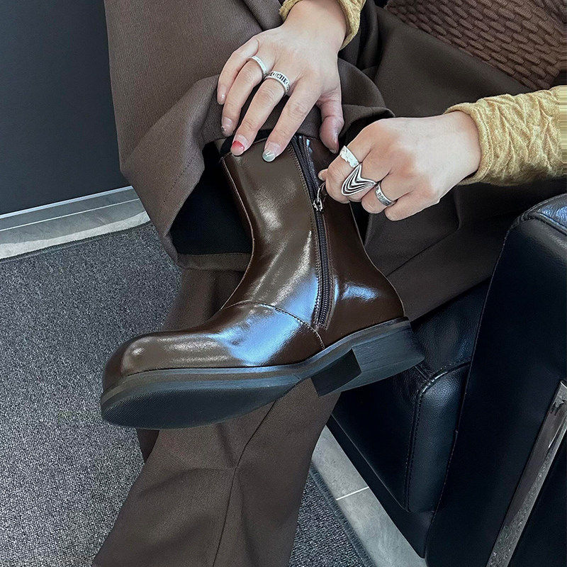 【商场同款】马丁靴男款高帮切尔西靴厚底增高冬季加绒烟筒靴拉链