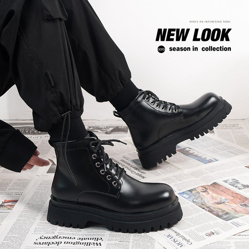 【商场同款】鞋子男款秋冬季马丁靴2026新款高帮皮鞋英伦风厚底增