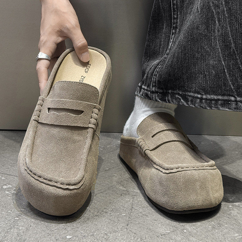 【商场同款】勃肯鞋男款2026新款夏季透气包头半拖鞋一脚蹬外穿懒