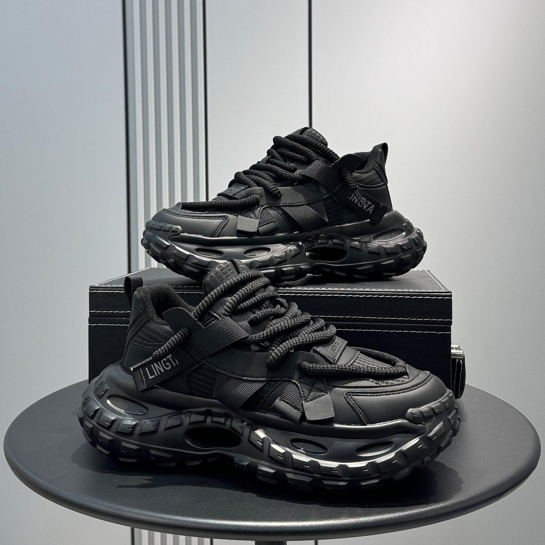 【商场同款】潮牌老爹鞋男2026新款冬季透气厚底内增高鞋子男士超