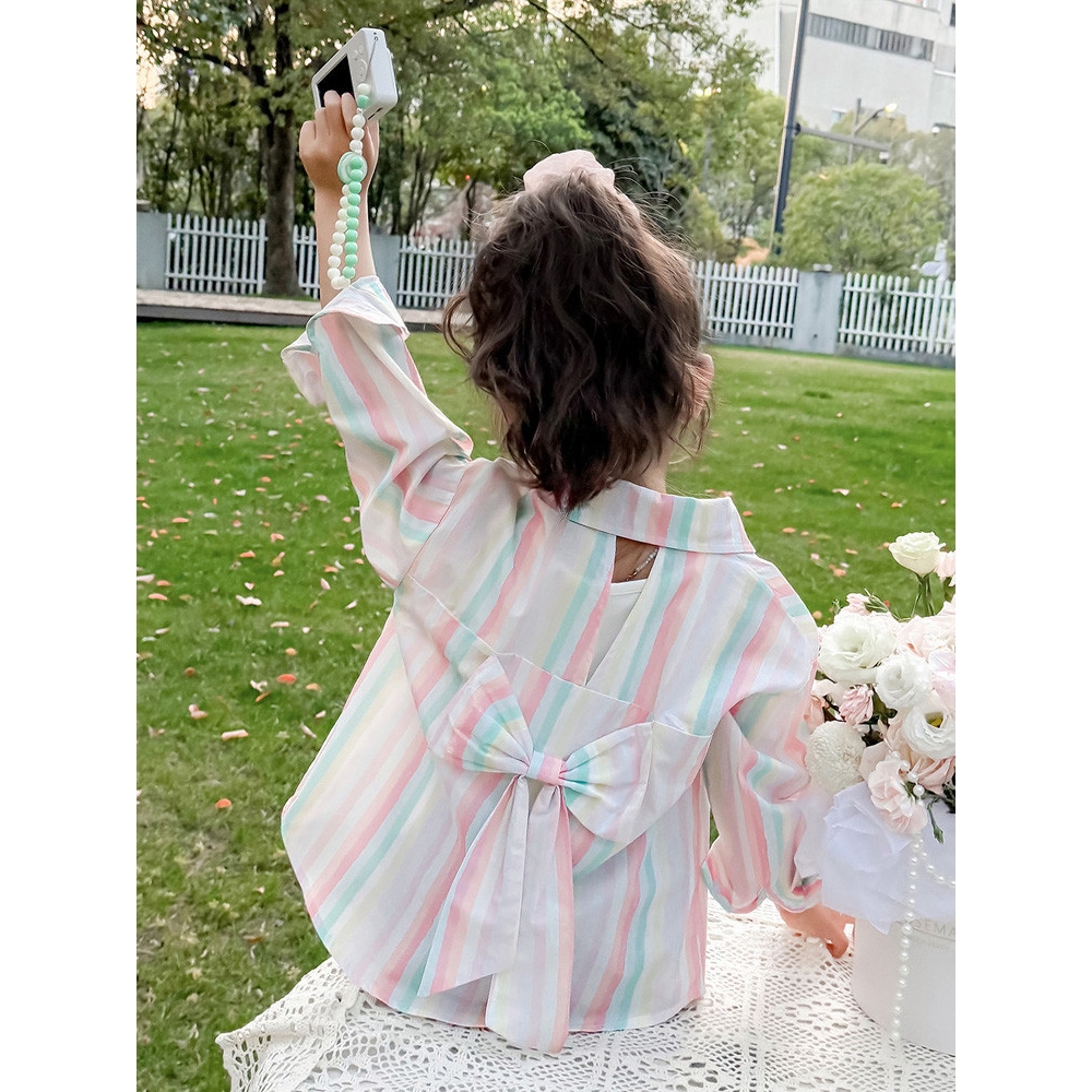 迷你巴拉巴啦女童防晒衣2025新款夏季儿童外套女孩衬衫长袖彩虹条