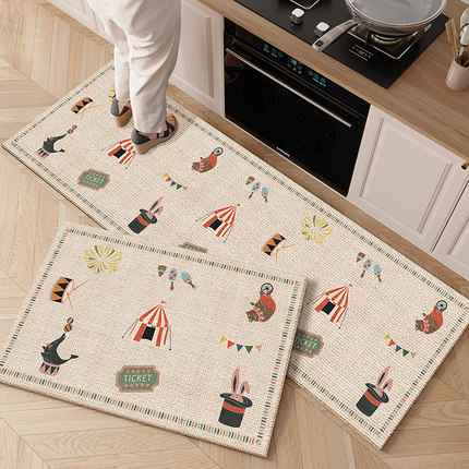 厨房专用地垫7字型2025新款卡通加厚防摔防油地毯免洗可擦脚垫子