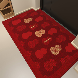 红色新年入户地垫2025新款 进门玄关脚垫地毯豪宅防滑耐脏自由裁剪