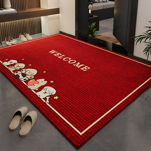 入户门口玄关专用地垫红色高级感喜庆迎新年防滑耐脏室内外脚踏垫