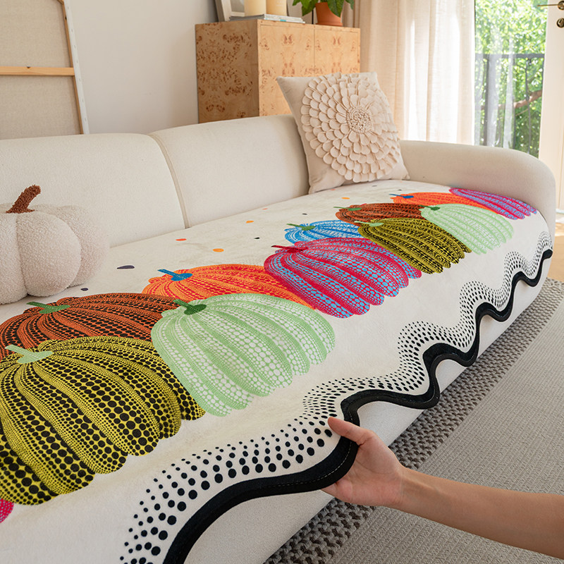 2025新款冬季异形一片式毛绒沙发垫坐垫防滑皮沙发专用盖布套罩毯