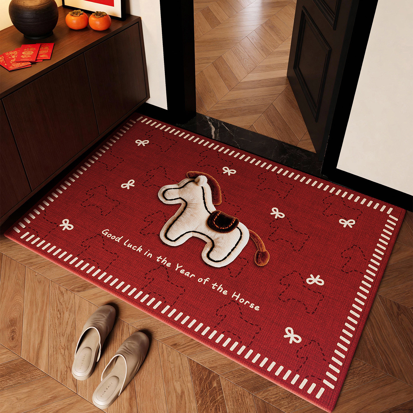 马年入户门地垫2026新款玄关进门防滑除尘地毯门口室外红色脚垫,居家布艺,入户地垫,淘宝优惠券,粉丝福利购,淘宝优惠卷