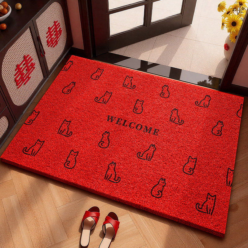新升级红色丝圈入户地垫