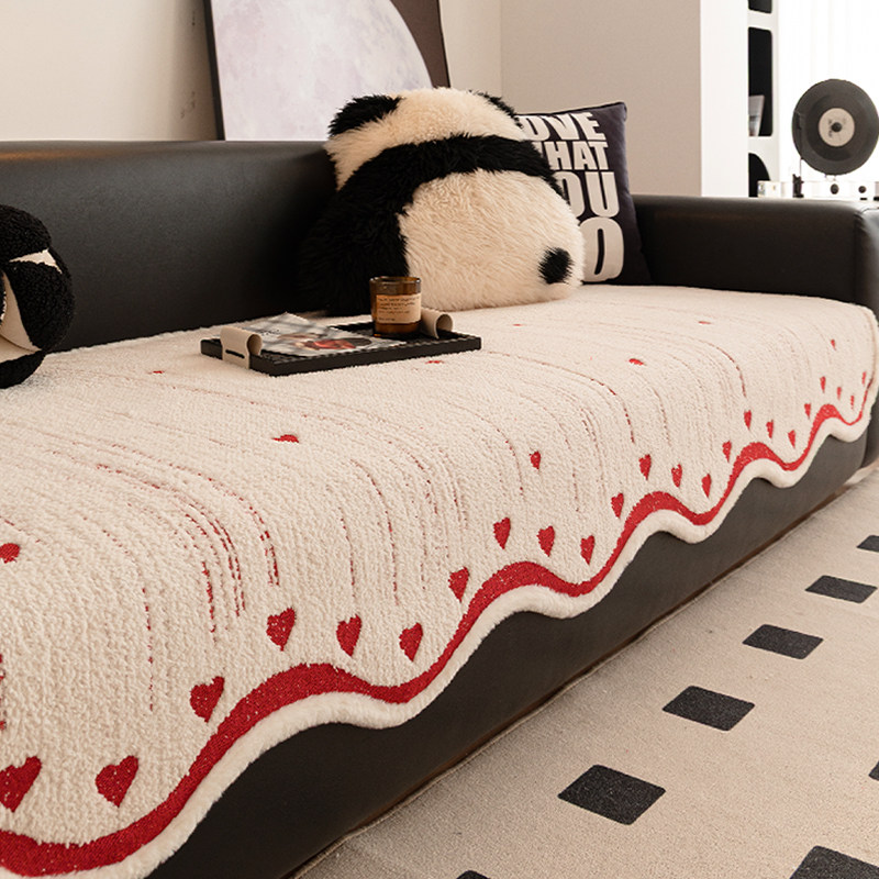 喜庆氛围感简约软糯风毛绒沙发垫2026冬新款防滑防猫抓沙发盖布垫,居家布艺,沙发垫,淘宝优惠券,粉丝福利购,淘宝优惠卷