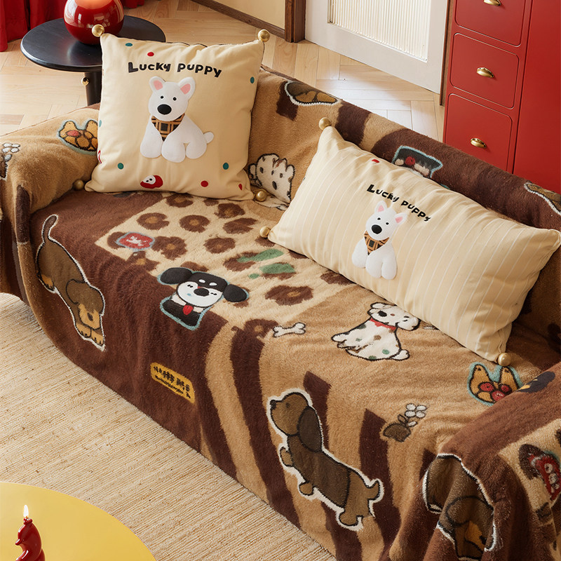 可爱毛绒卡通沙发巾2026新款加厚防滑冬季皮坐垫子防猫抓套罩盖布,居家布艺,沙发套,淘宝优惠券,粉丝福利购,淘宝优惠卷