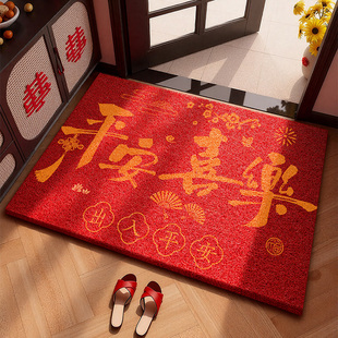 丝圈入户门地毯2026新款进门脚垫喜庆新年红色高级感玄关进户地毯
