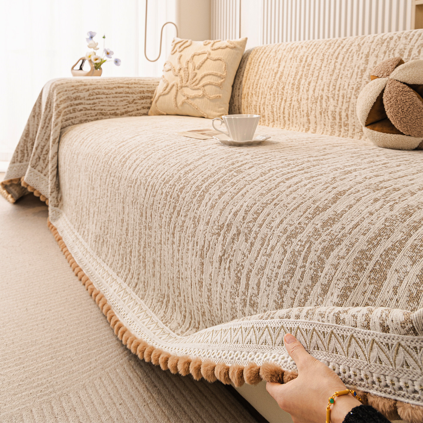 2026新款冬天法式复古沙发巾高端全包式盖布一整张套罩绒毯坐垫子,居家布艺,沙发套,淘宝优惠券,粉丝福利购,淘宝优惠卷