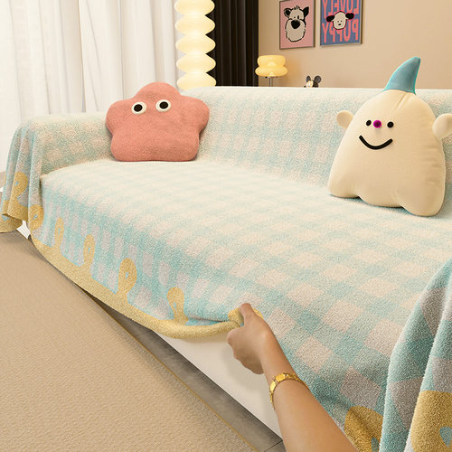 高级感毛绒沙发盖布巾