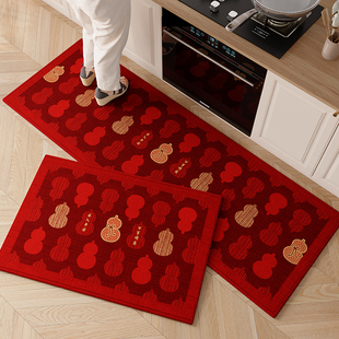2026新款马年厨房地垫吸水防滑防油可擦免洗脚垫吸水耐脏喜庆地毯