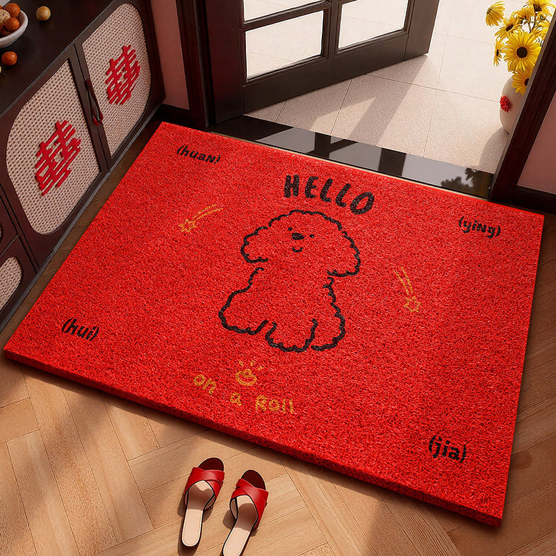 卡通丝圈马年地垫入户门垫进门喜庆红色加厚耐脏耐磨防滑玄关地毯,居家布艺,入户地垫,淘宝优惠券,粉丝福利购,淘宝优惠卷