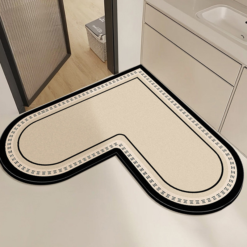 l型心形卫生间地垫浴室防滑强吸水厕所门口洗手间硅藻泥脚垫l形