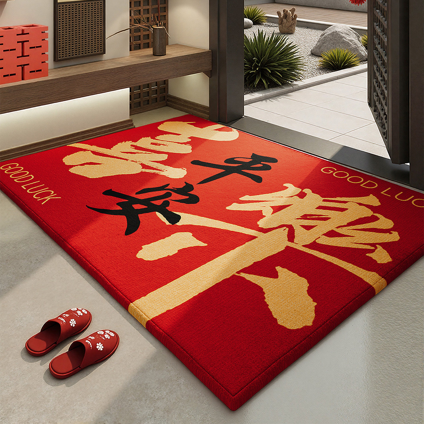 新年入户门地垫耐脏耐磨2026款红色高级感防滑除尘脚垫大门口地毯,居家布艺,入户地垫,淘宝优惠券,粉丝福利购,淘宝优惠卷