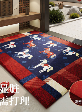 2026新年新款入户门地垫进门脚垫门口地毯红色门垫马年防滑除尘垫