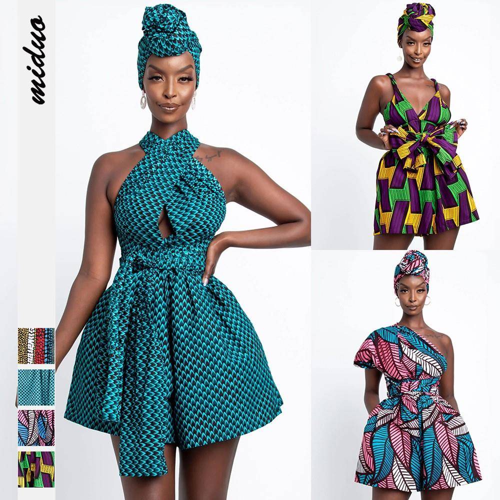 非洲风情印花DIY多穿式连体短裤休闲宽松裤裙African women pants