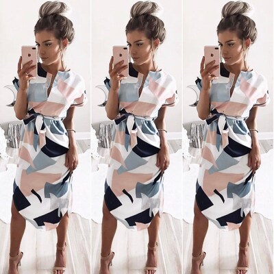 2017 Summer Women Vintage Print Casual dress plus size连衣裙