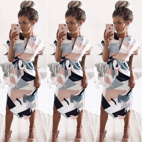 2017 Summer Women Vintage Print Casual dress plus size连衣裙