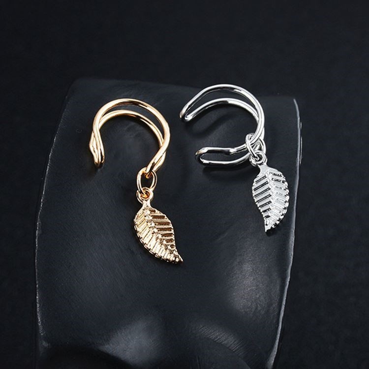 1pc Punk Girl Tassel U-Type Leaf Clip Ear Cuff Earrings