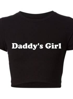 Funny Daddy's Girl Women Crop Top性感露脐短袖T恤女短袖上衣