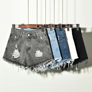 Hole shorts waist girl denim high size plus irregular women