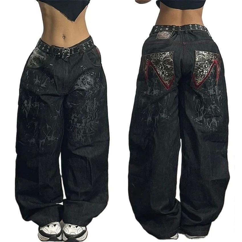 Printed low waisted loose casual pants印花低腰宽松休闲长裤女