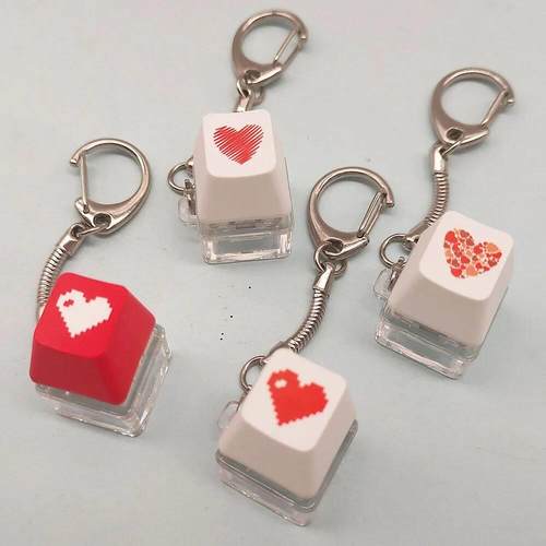 Cute Heart Keycap Keychain Fun Fidget Toy Keyboard Key Chain