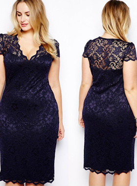 M-4XL大码女装plus size women summer new lace party dresses